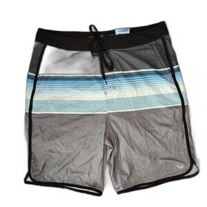 Men's Wave Zone Above the Knee Board Shorts Gray/Blue 36